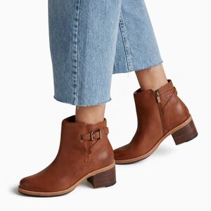 Clarks Leather Clarkdale Jax Grunge Ortholite Block Heel Ankle Boot Size 9.5